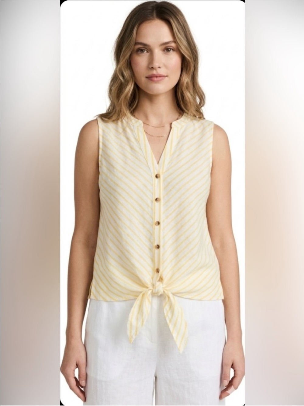 Maeve for Anthropologie Sleeveless Striped Button Down Top SZ 12 NWOT